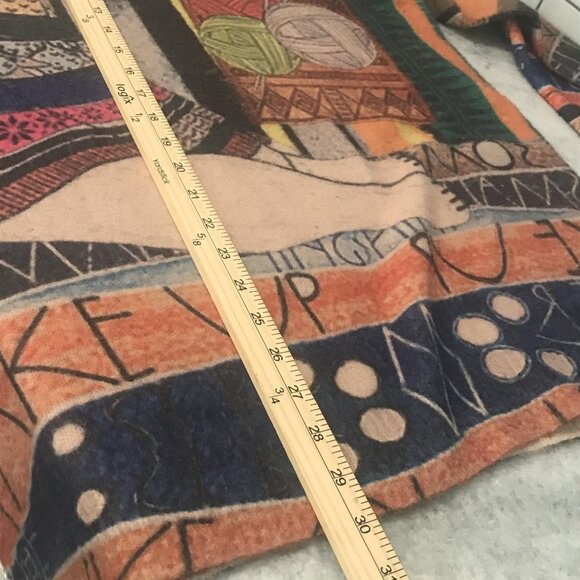 Yesno Bear Sweater Womens Large Abstract Print Wool Blend Artsy Loose Fit Boho - Picture 9 of 9